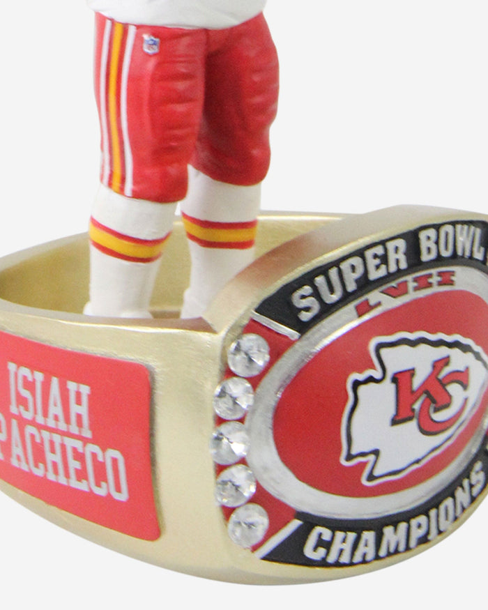 Isiah Pacheco Kansas City Chiefs Super Bowl LVII Champions Ring Base Bighead Bobblehead FOCO - FOCO.com