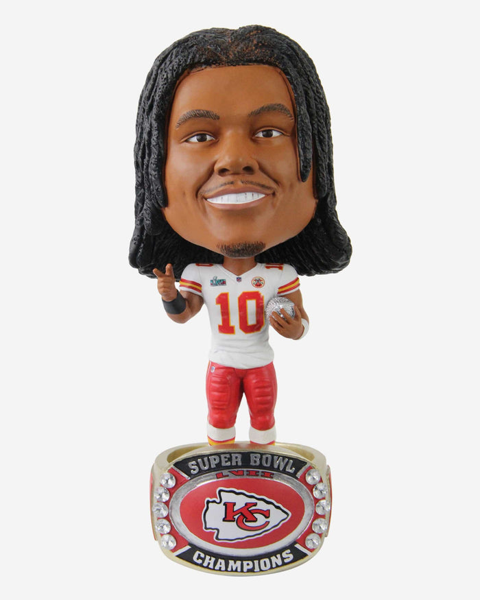 Isiah Pacheco Kansas City Chiefs Super Bowl LVII Champions Ring Base Bighead Bobblehead FOCO - FOCO.com