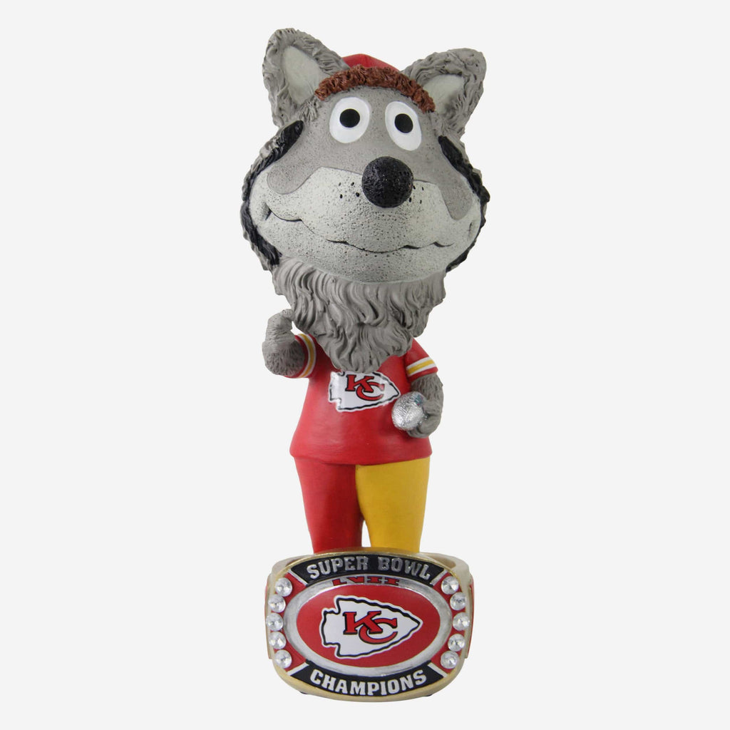 KC Wolf Kansas City Chiefs Super Bowl LVII Champions Ring Base Mascot Bighead Bobblehead FOCO - FOCO.com