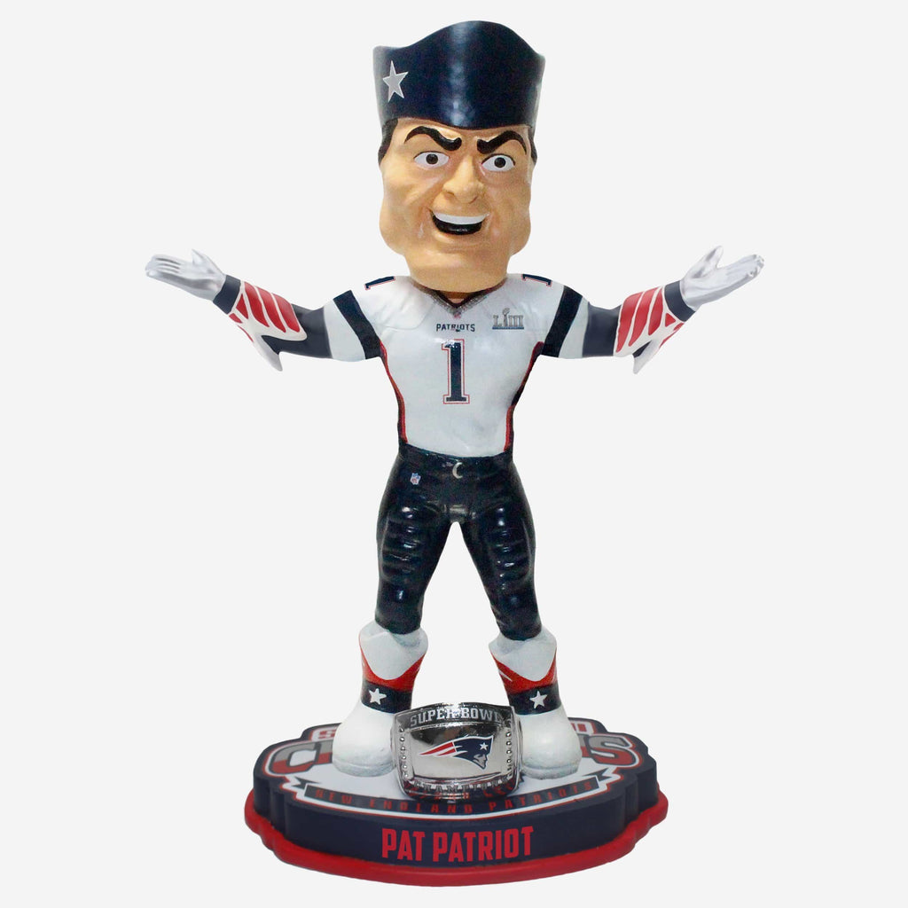 Pat Patriot New England Patriots Super Bowl LIII Champions Mascot Bobblehead FOCO - FOCO.com