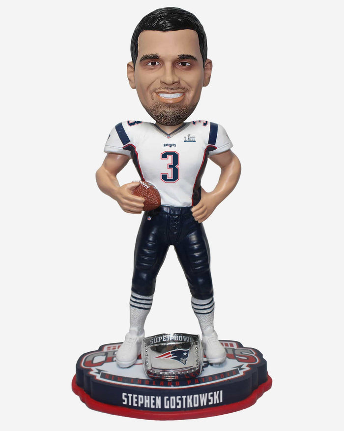 Stephen Gostkowski New England Patriots Super Bowl LIII Champions Bobblehead FOCO - FOCO.com