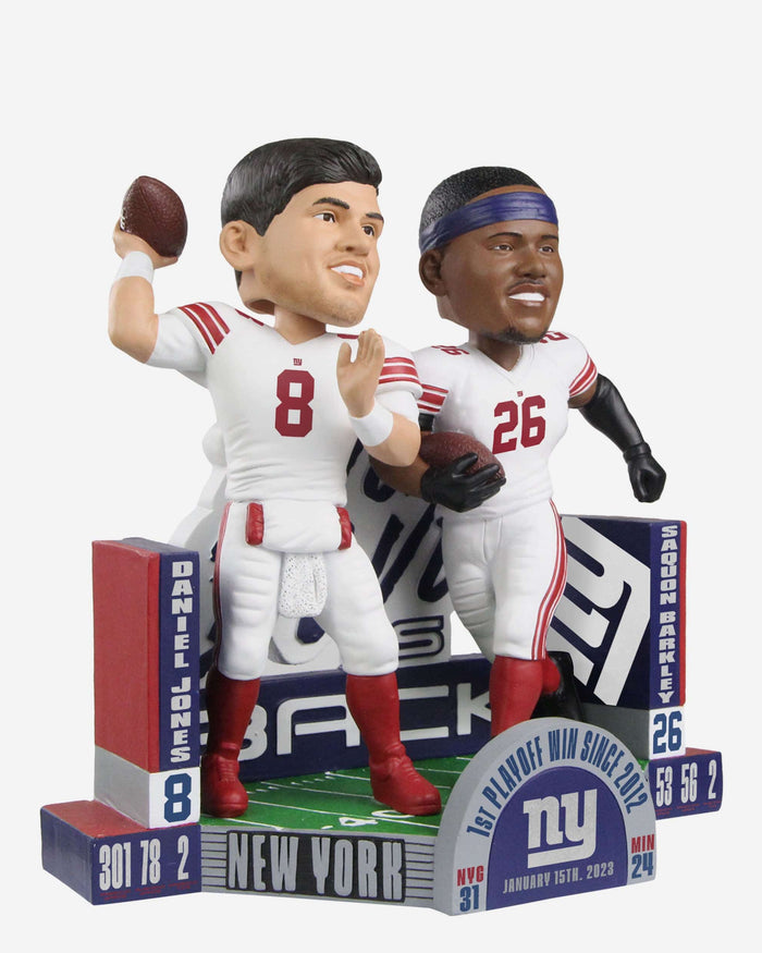 Daniel Jones & Saquon Barkley New York Giants First Playoff Win Dual Bobblehead FOCO - FOCO.com