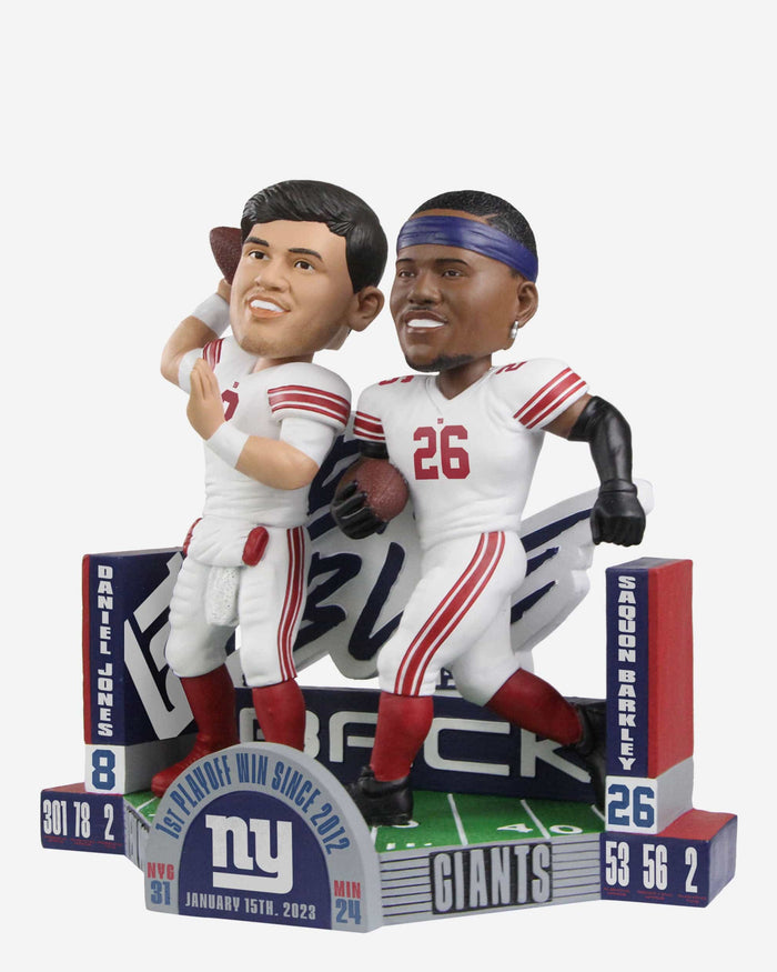 Daniel Jones & Saquon Barkley New York Giants First Playoff Win Dual Bobblehead FOCO - FOCO.com