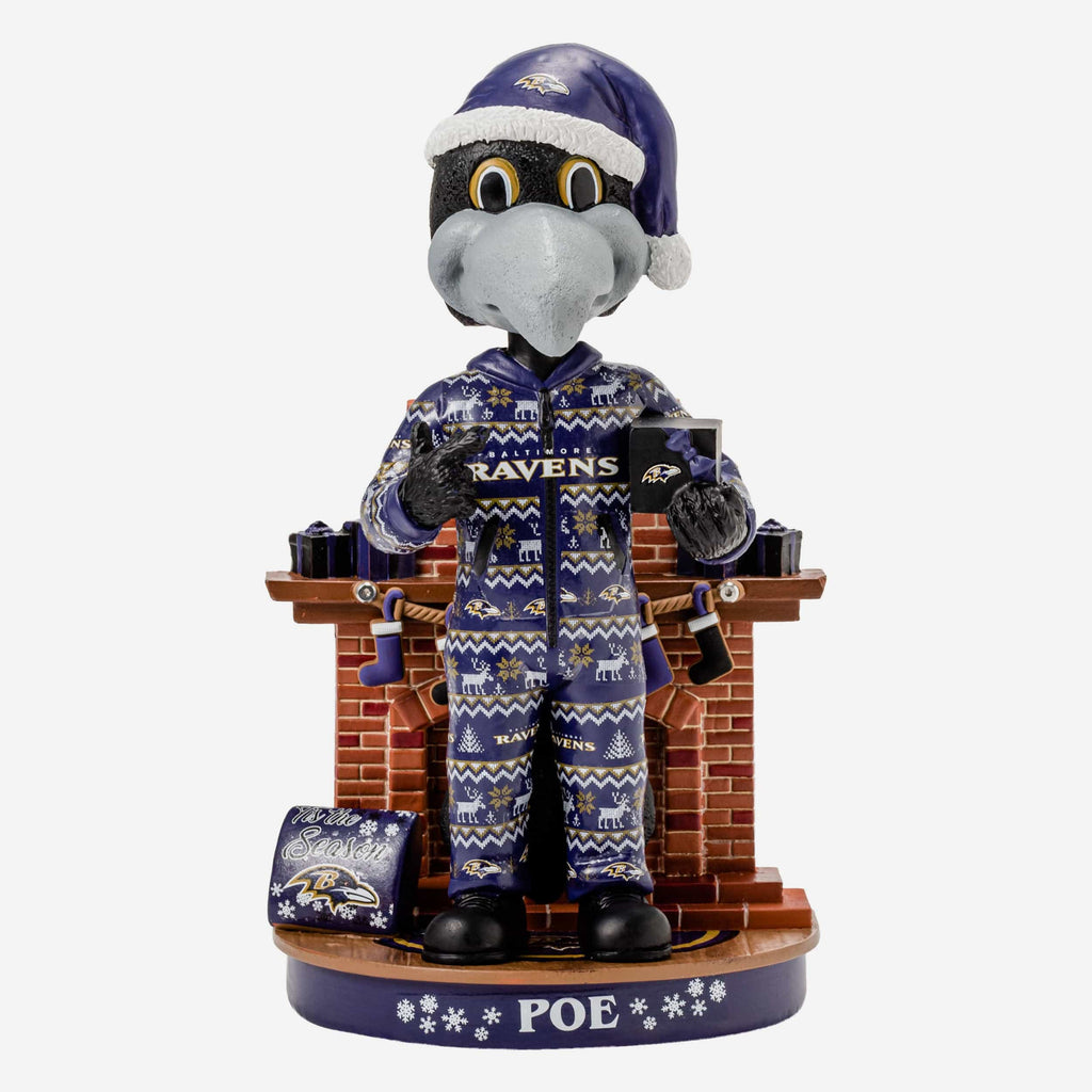 Poe Baltimore Ravens Holiday Mascot Bobblehead FOCO - FOCO.com