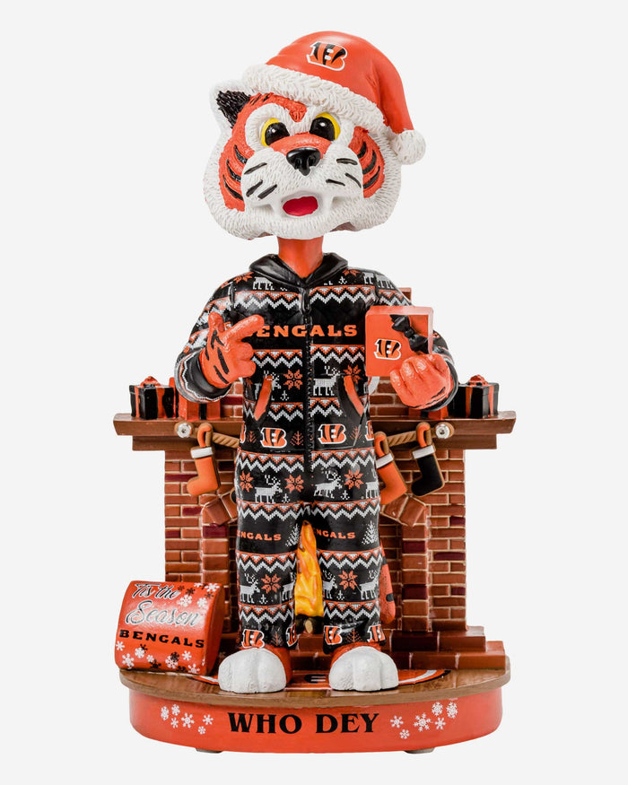 Who Dey Cincinnati Bengals Holiday Mascot Bobblehead FOCO - FOCO.com