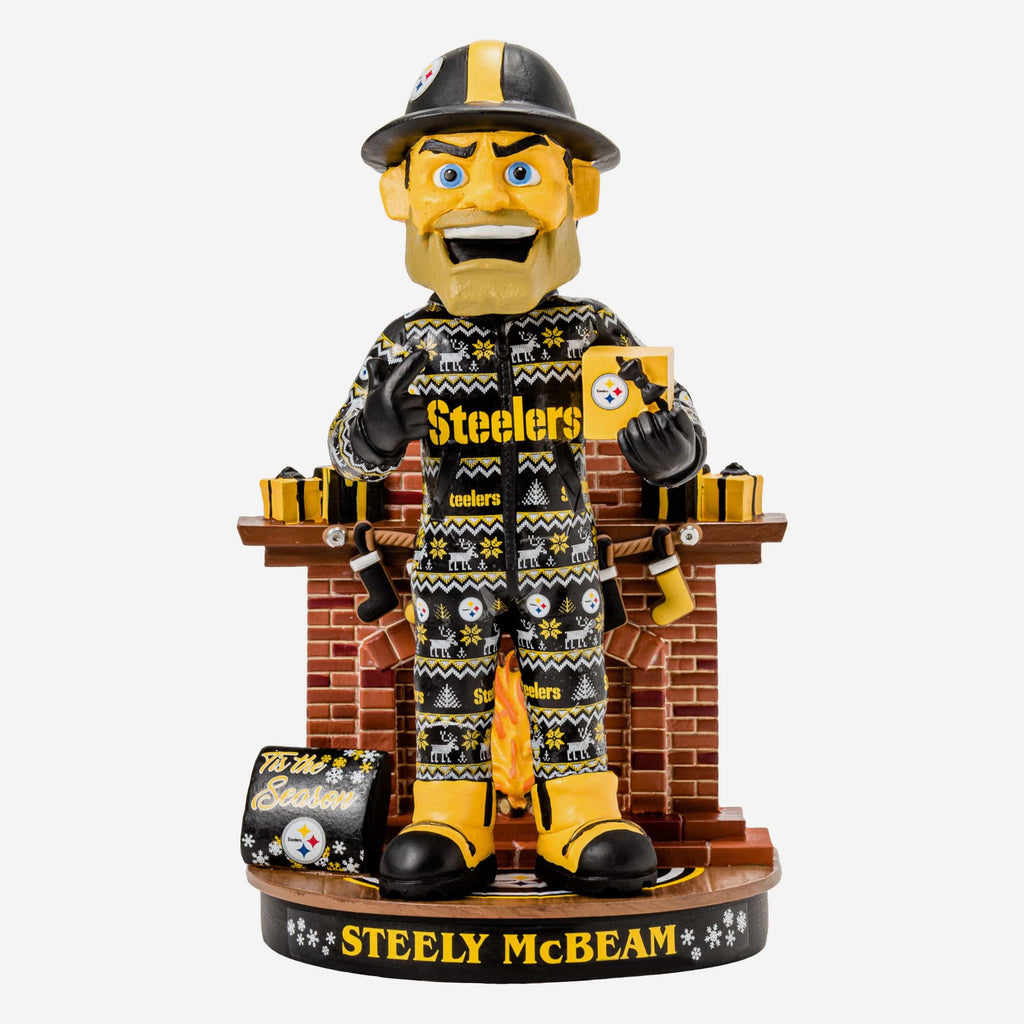 Steely McBeam Pittsburgh Steelers Holiday Mascot Bobblehead FOCO - FOCO.com