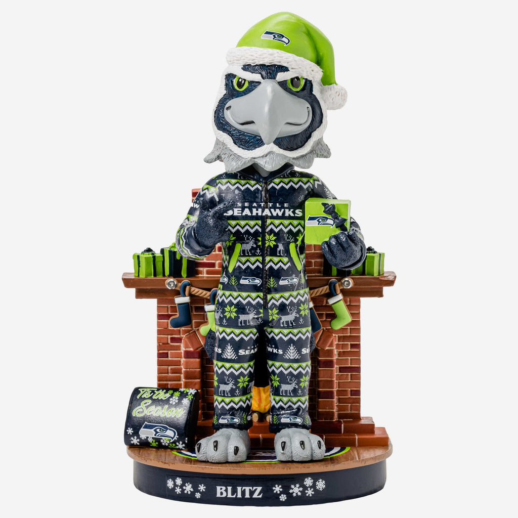 Blitz Seattle Seahawks Holiday Mascot Bobblehead FOCO - FOCO.com