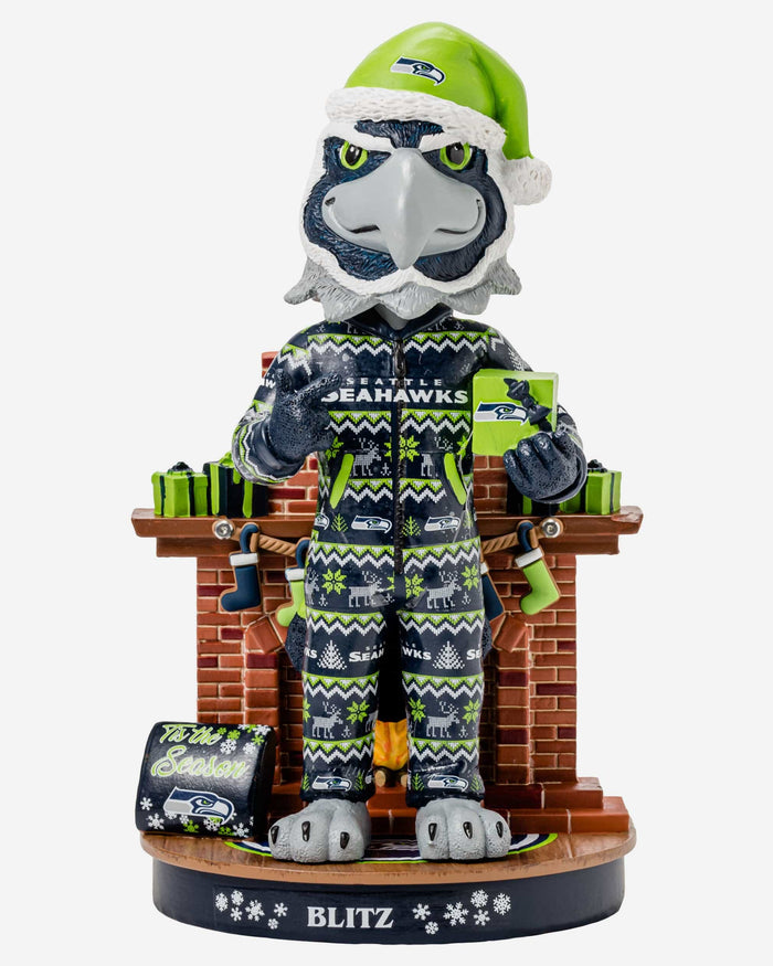 Blitz Seattle Seahawks Holiday Mascot Bobblehead FOCO - FOCO.com