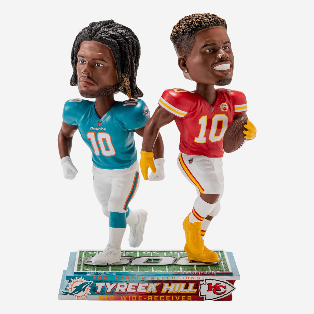 Tyreek Hill Miami Dolphins 500 Receptions Dual Bobblehead FOCO - FOCO.com