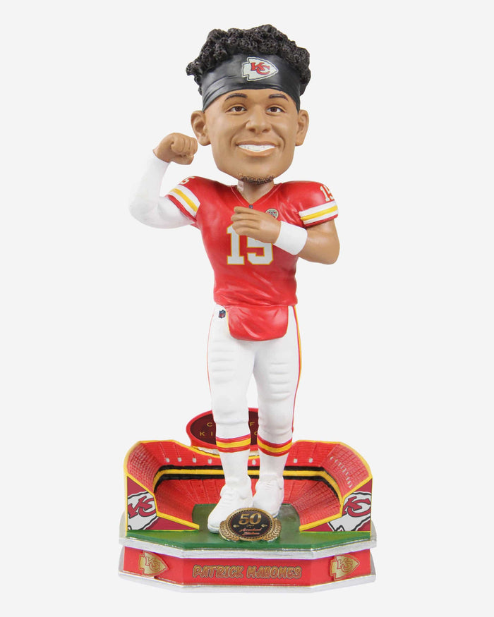 Patrick Mahomes Kansas City Chiefs Arrowhead Stadium 50th Anniversary Bobblehead FOCO - FOCO.com