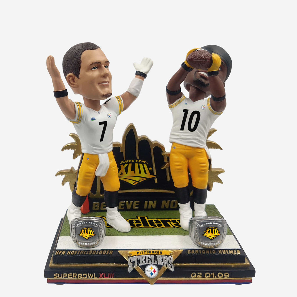 Pittsburgh Steelers Super Bowl XLIII Champions Winning Catch Mini Bobblehead Scene FOCO - FOCO.com