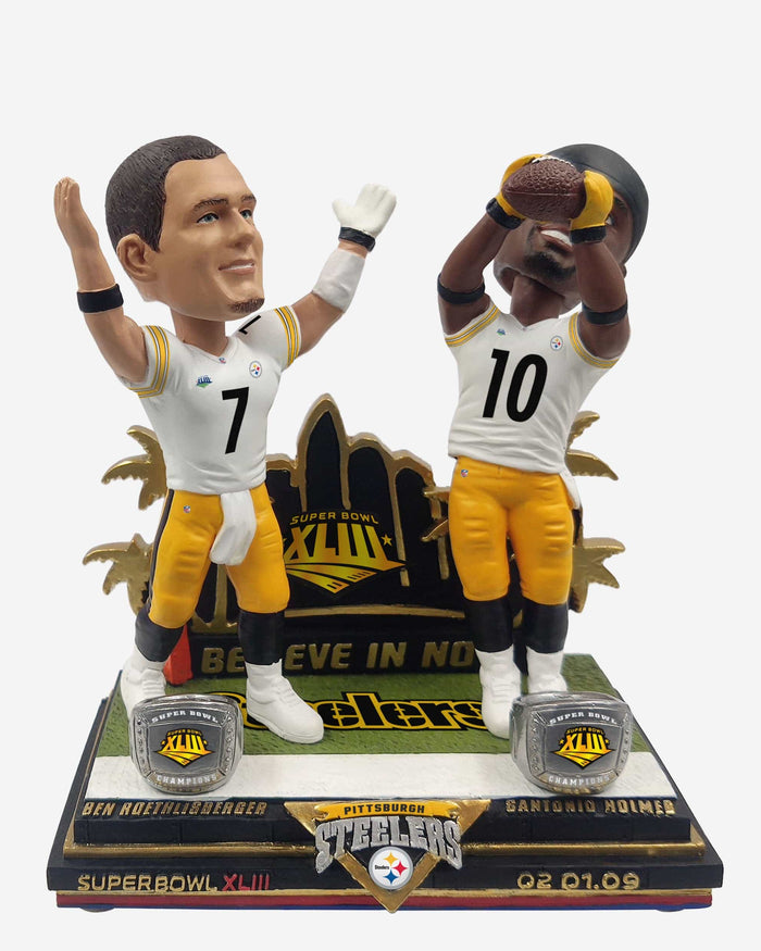 Pittsburgh Steelers Super Bowl XLIII Champions Winning Catch Mini Bobblehead Scene FOCO - FOCO.com