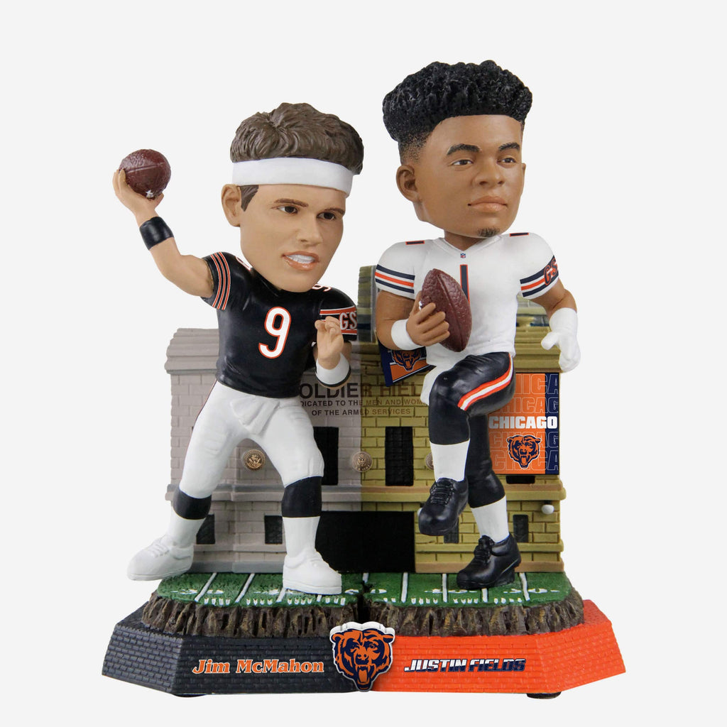 Jim McMahon & Justin Fields Chicago Bears Then and Now Bobblehead FOCO - FOCO.com