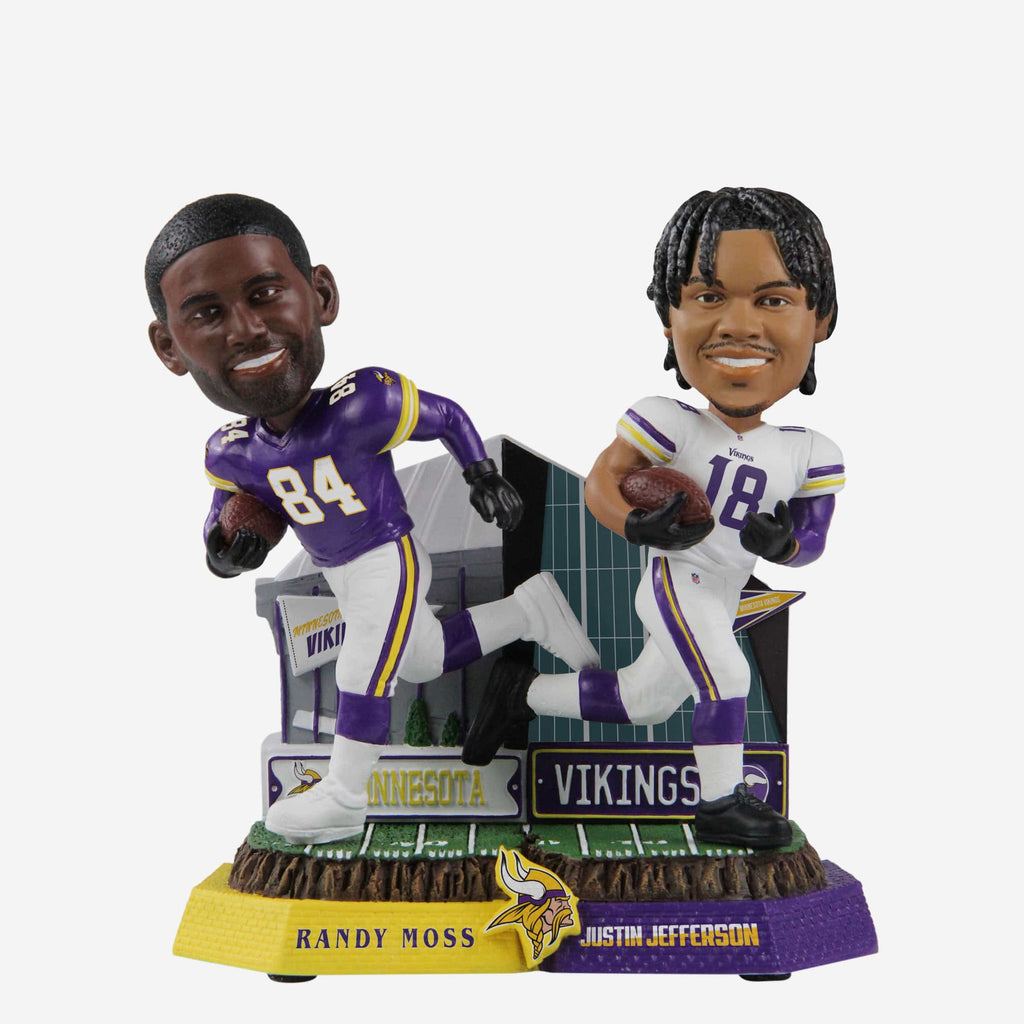 Randy Moss & Justin Jefferson Minnesota Vikings Then and Now Bobblehead FOCO - FOCO.com
