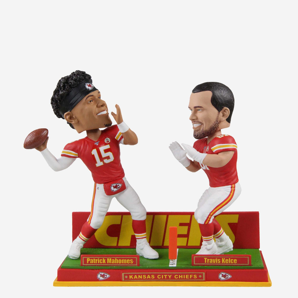 Patrick Mahomes & Travis Kelce Kansas City Chiefs Dual Passing Bobblehead FOCO - FOCO.com