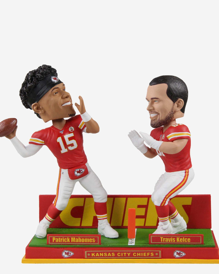 Patrick Mahomes & Travis Kelce Kansas City Chiefs Dual Passing Bobblehead FOCO - FOCO.com