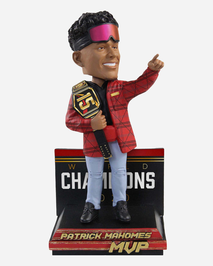 Patrick Mahomes Kansas City Chiefs Championship Belt Bobblehead FOCO - FOCO.com