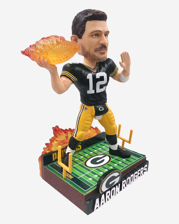 Aaron Rodgers Green Bay Packers On Fire Bobblehead FOCO - FOCO.com