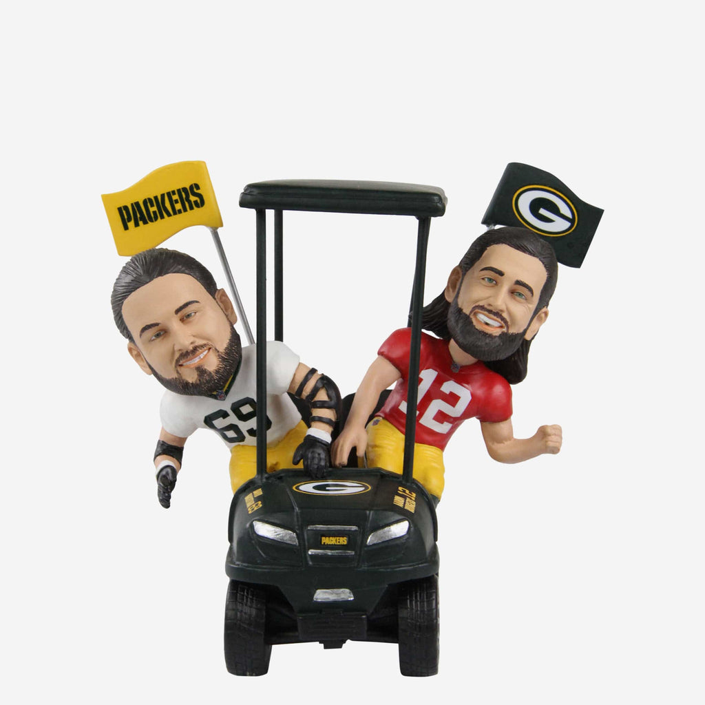 Aaron Rodgers & David Bakhtiari Green Bay Packers Golf Cart Bobblehead FOCO - FOCO.com