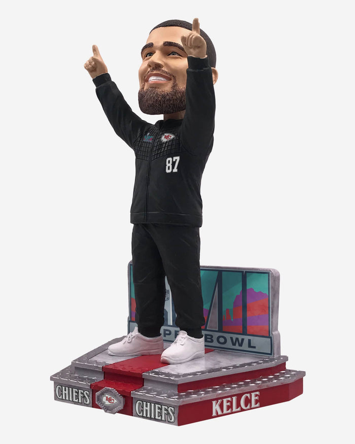 Travis Kelce Kansas City Chiefs Super Bowl LVII Outfit Bobblehead FOCO - FOCO.com