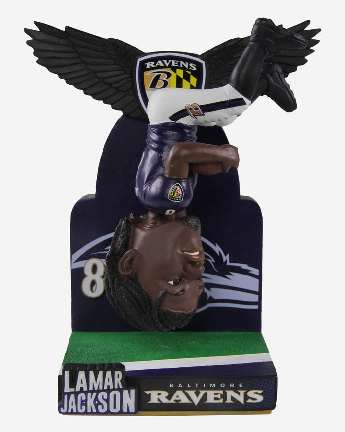 Lamar Jackson Baltimore Ravens Touchdown Celebration Flip Bobblehead FOCO - FOCO.com
