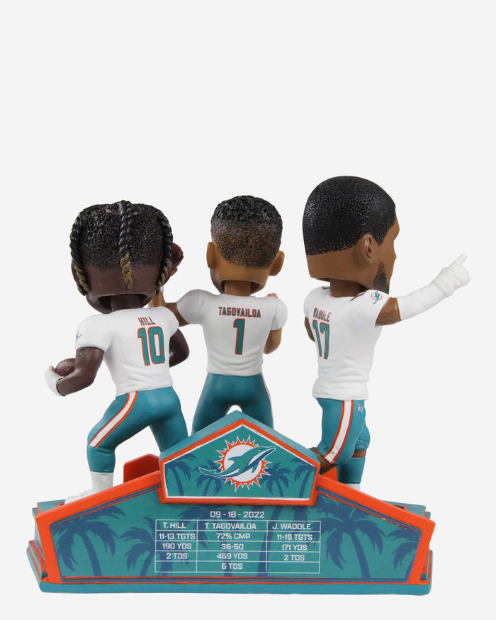 Tua Tagovailoa & Tyreek Hill & Jaylen Waddle Miami Dolphins Epic Comeback Triple Bobblehead FOCO - FOCO.com