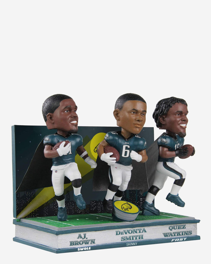 AJ Brown & DeVonta Smith & Quez Watkins Philadelphia Eagles Swole Skinny Fast Triple Bobblehead FOCO - FOCO.com