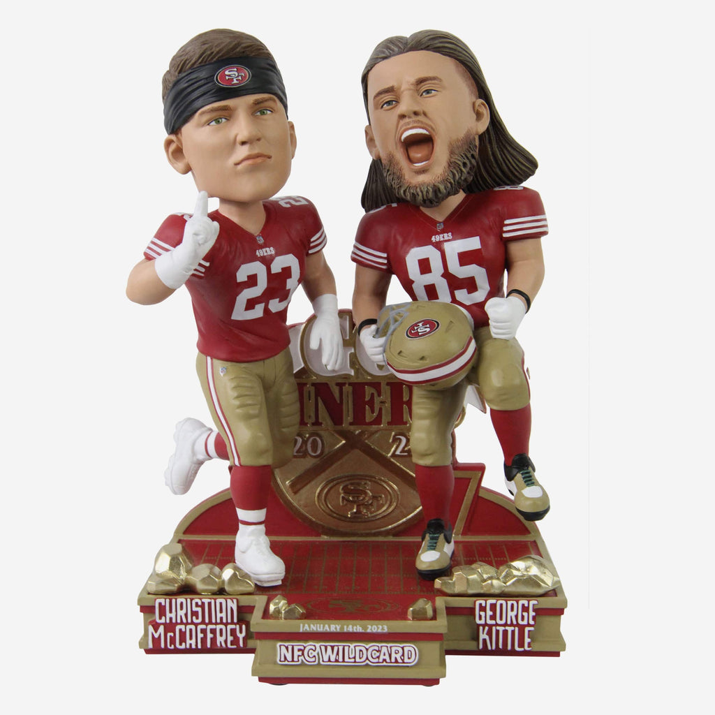 Christian McCaffrey & George Kittle San Francisco 49ers Wild Card Win Dual Bobblehead FOCO - FOCO.com