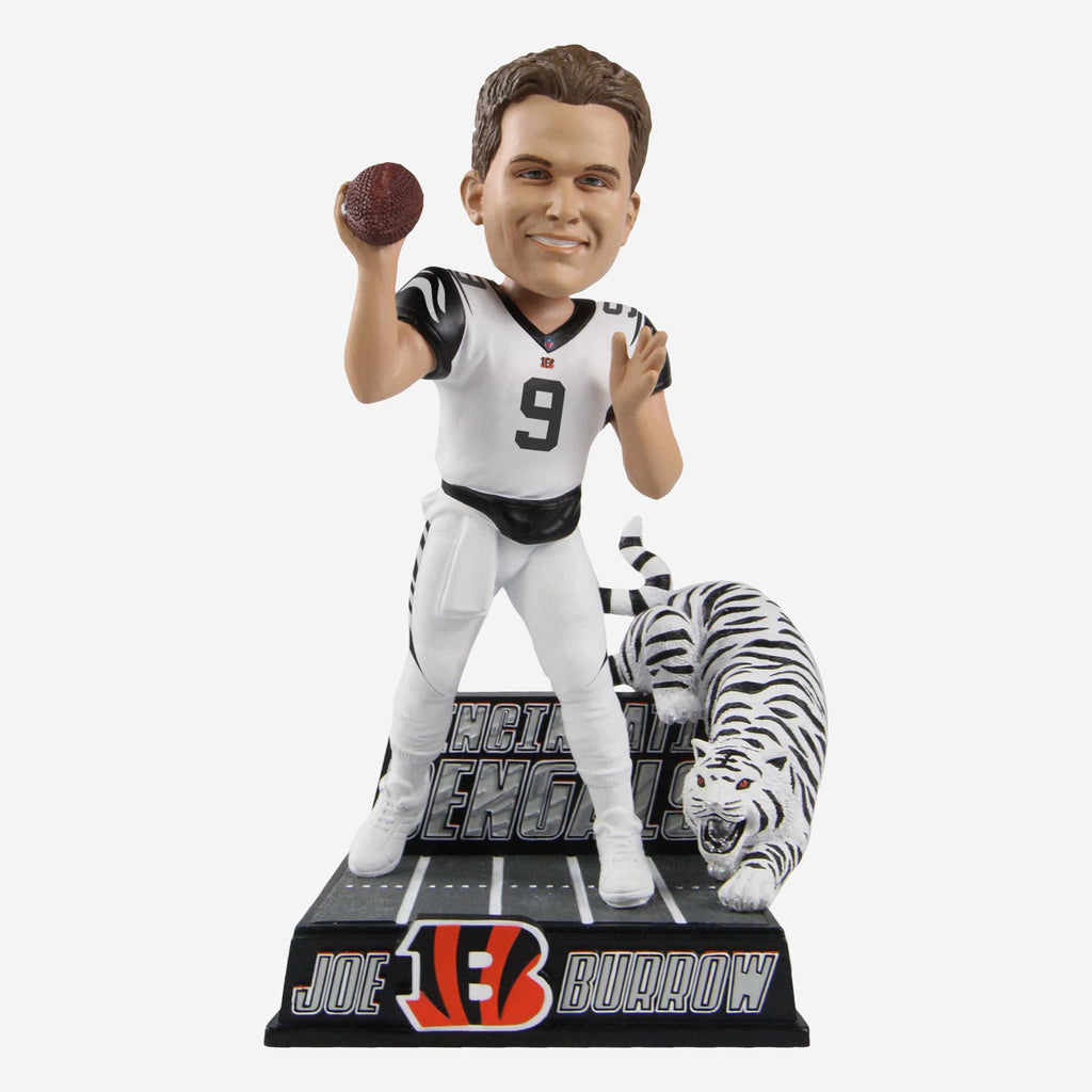 Joe Burrow Cincinnati Bengals White Tiger Bobblehead FOCO - FOCO.com