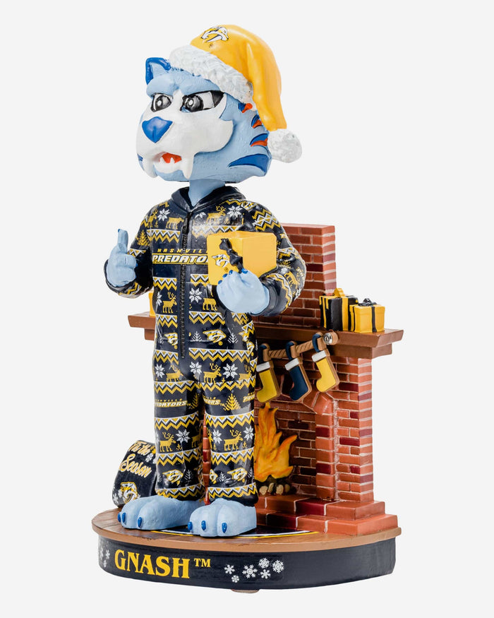 Gnash Nashville Predators Holiday Mascot Bobblehead FOCO - FOCO.com