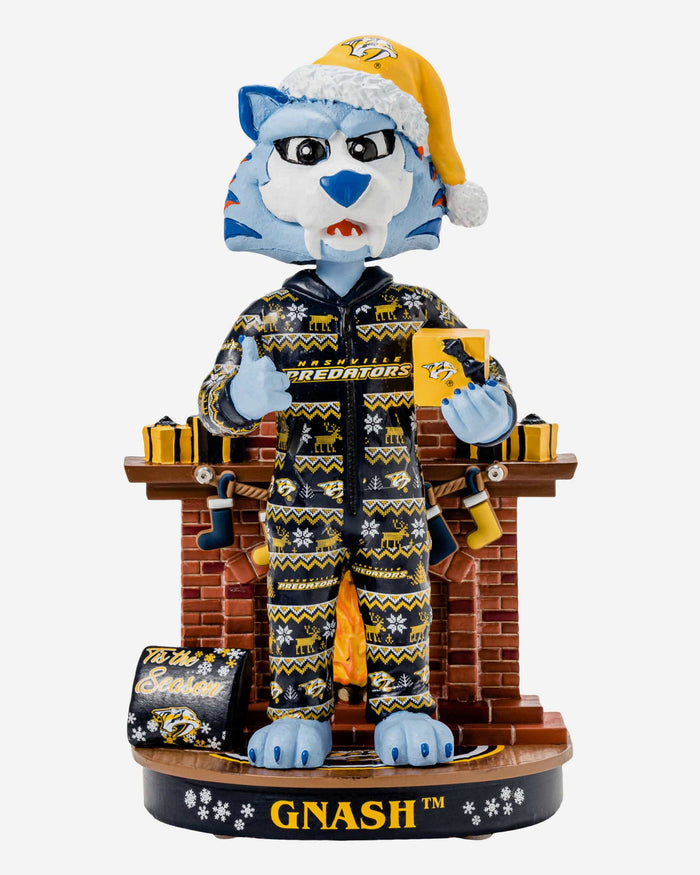 Gnash Nashville Predators Holiday Mascot Bobblehead FOCO - FOCO.com