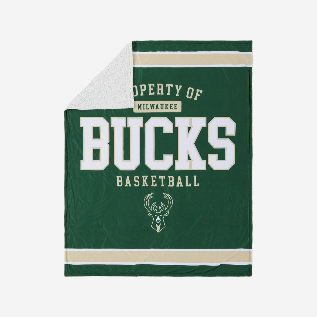 Milwaukee Bucks Team Property Sherpa Plush Throw Blanket FOCO - FOCO.com