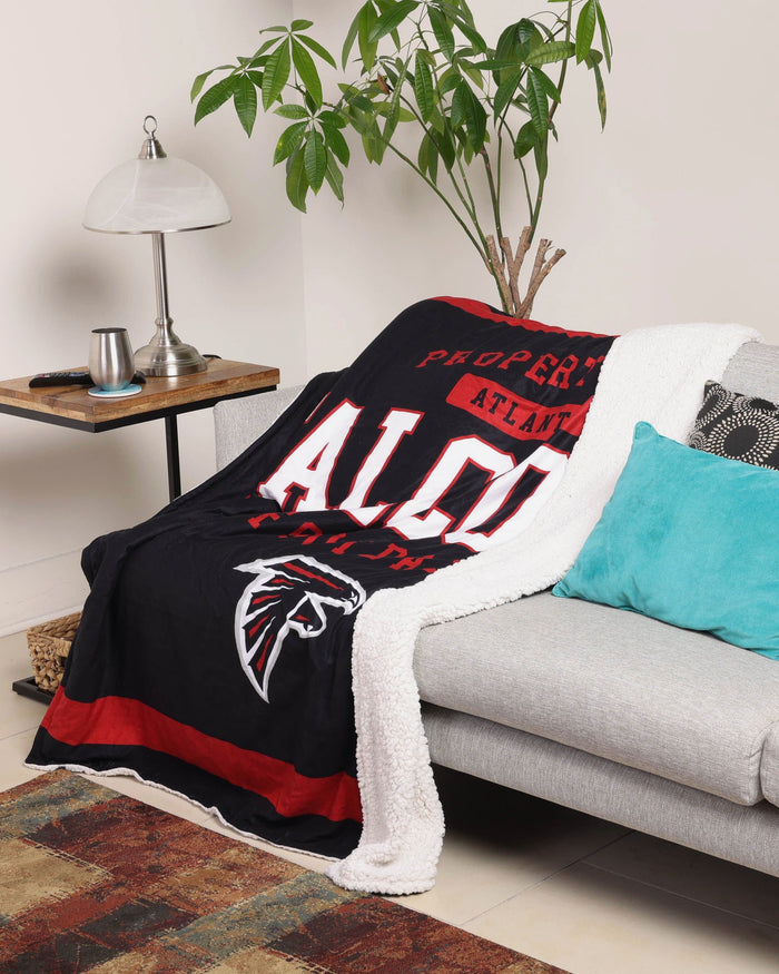 Atlanta Falcons Team Property Sherpa Plush Throw Blanket FOCO - FOCO.com