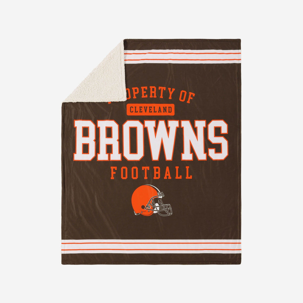 Cleveland Browns Team Property Sherpa Plush Throw Blanket FOCO - FOCO.com