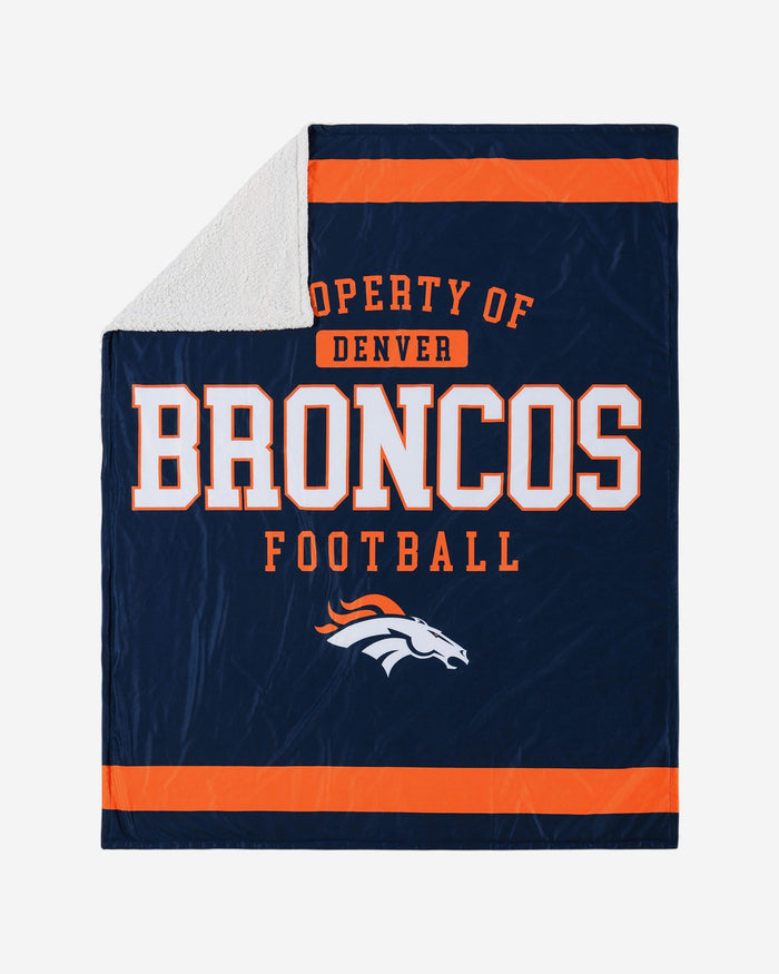 Denver Broncos Team Property Sherpa Plush Throw Blanket FOCO - FOCO.com