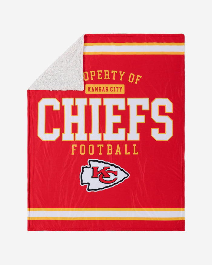 Kansas City Chiefs Team Property Sherpa Plush Throw Blanket FOCO - FOCO.com