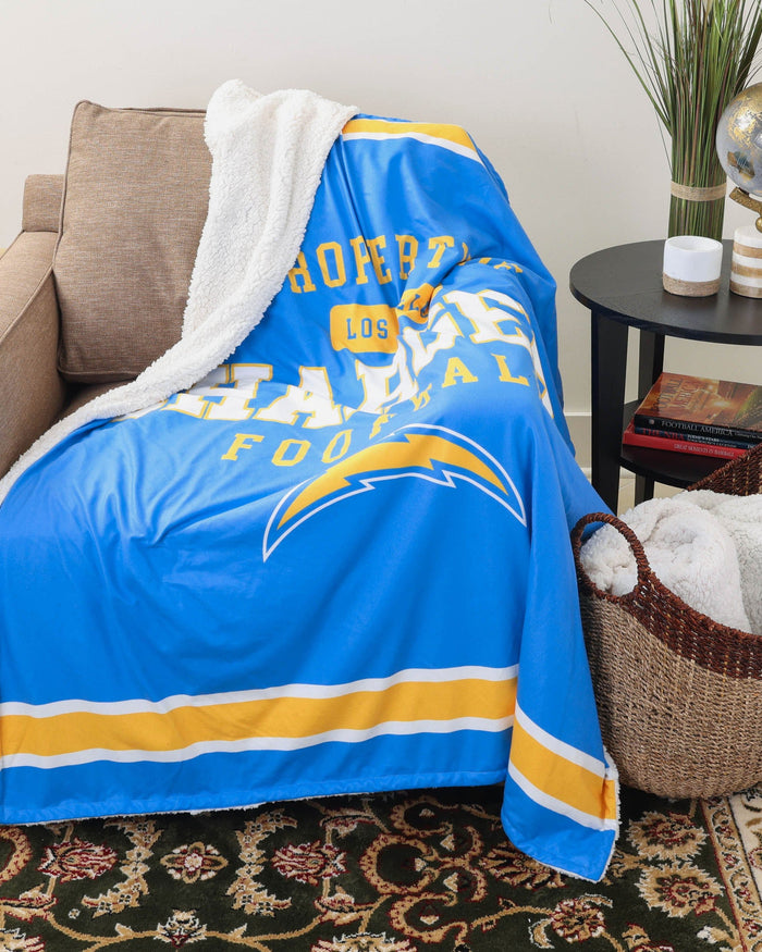 Los Angeles Chargers Team Property Sherpa Plush Throw Blanket FOCO - FOCO.com