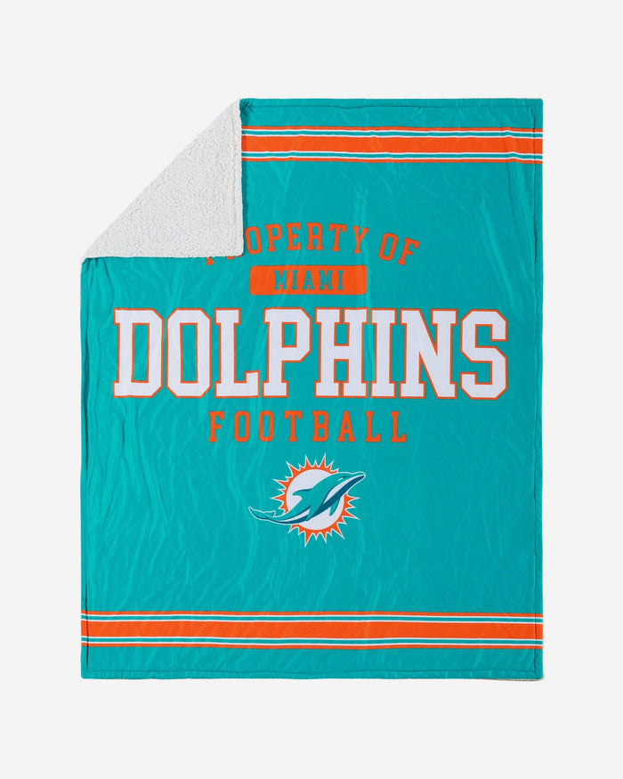 Miami Dolphins Team Property Sherpa Plush Throw Blanket FOCO - FOCO.com