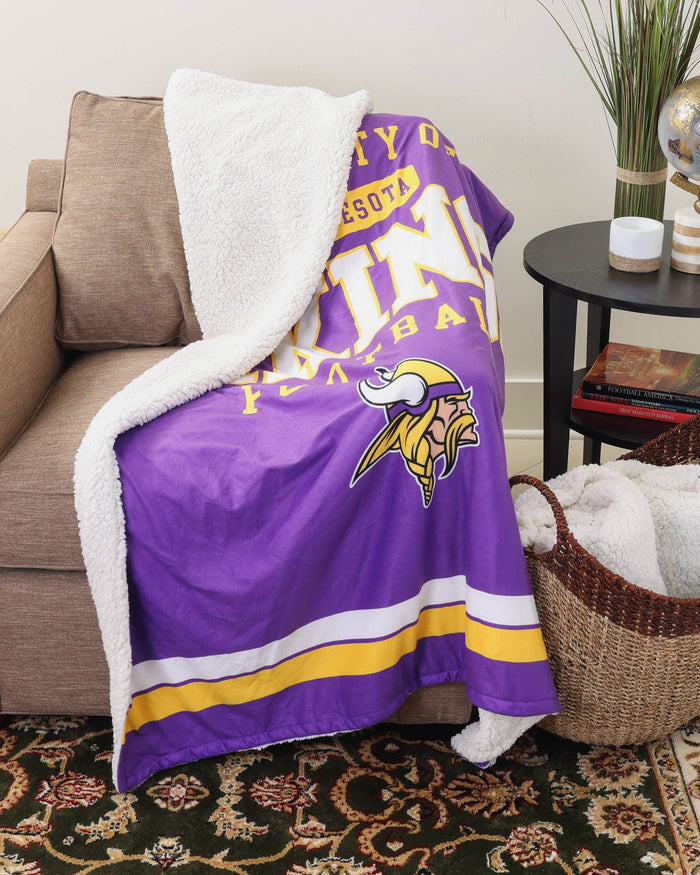 Minnesota Vikings Team Property Sherpa Plush Throw Blanket FOCO - FOCO.com