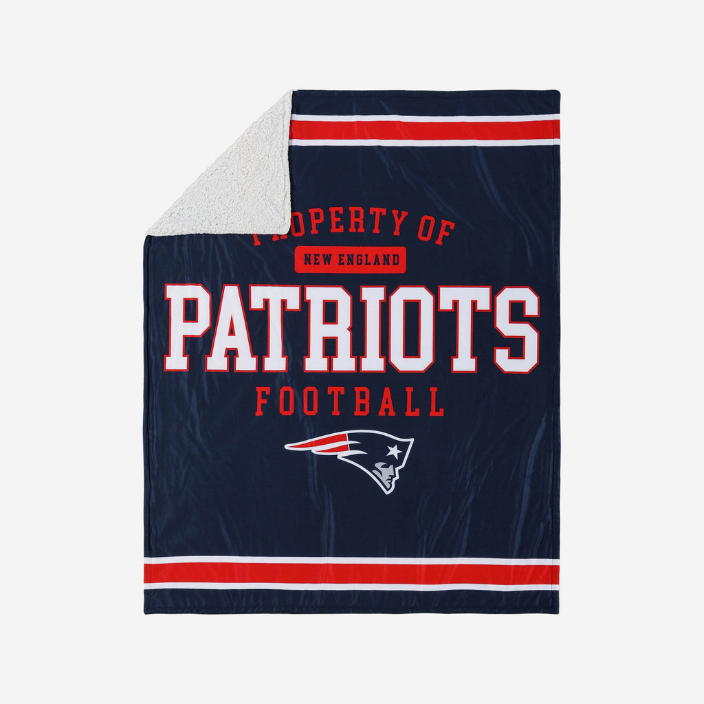 New England Patriots Team Property Sherpa Plush Throw Blanket FOCO - FOCO.com