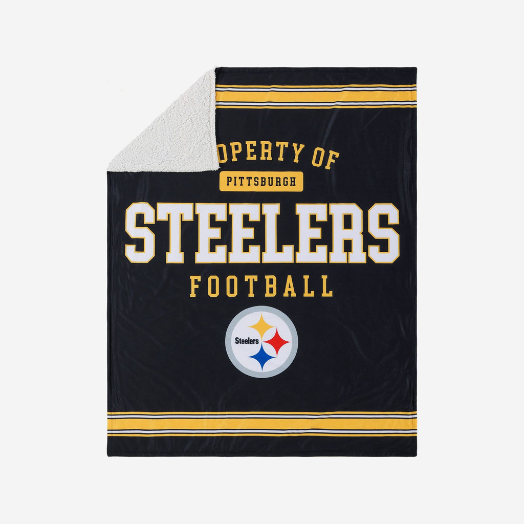 Pittsburgh Steelers Team Property Sherpa Plush Throw Blanket FOCO - FOCO.com