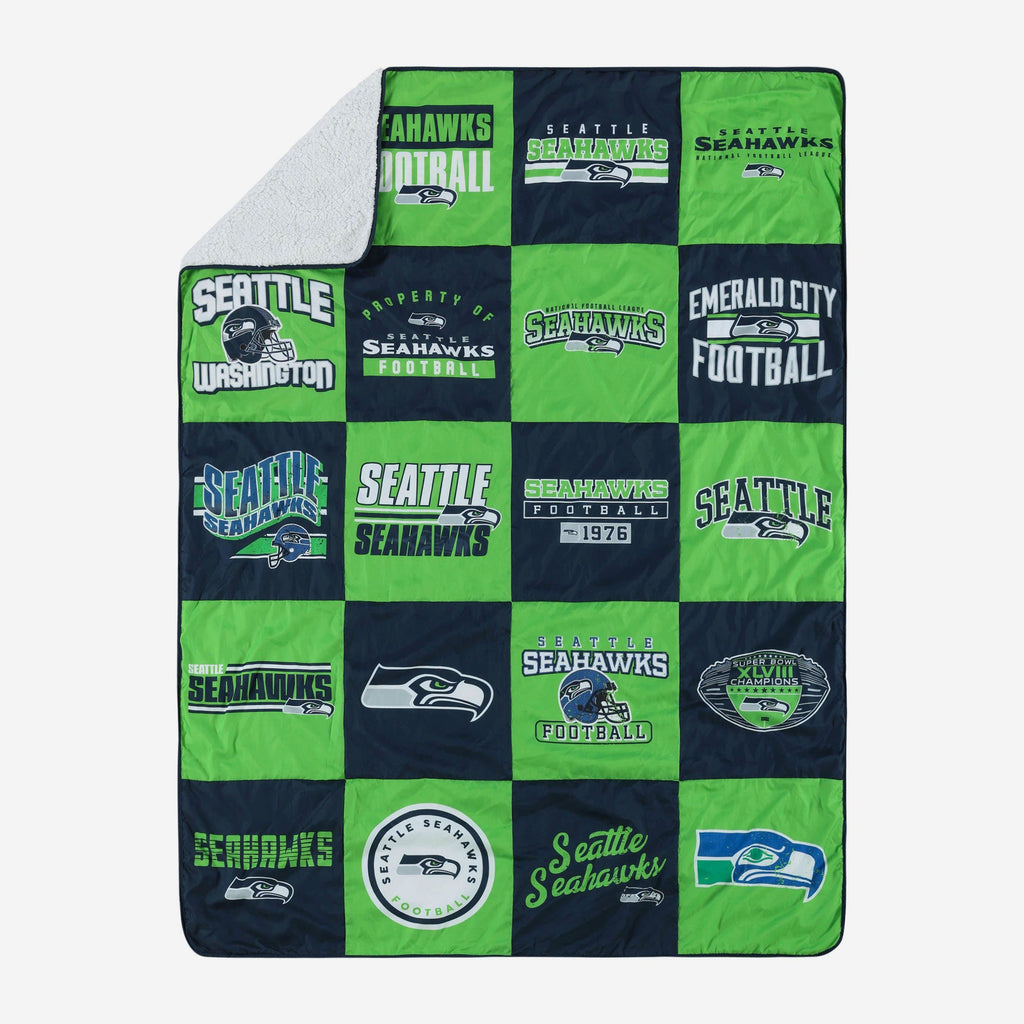 Seattle Seahawks Team Pride Patches Quilt FOCO - FOCO.com