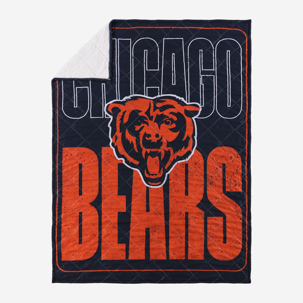 Chicago Bears Big Game Sherpa Lined Throw Blanket FOCO - FOCO.com