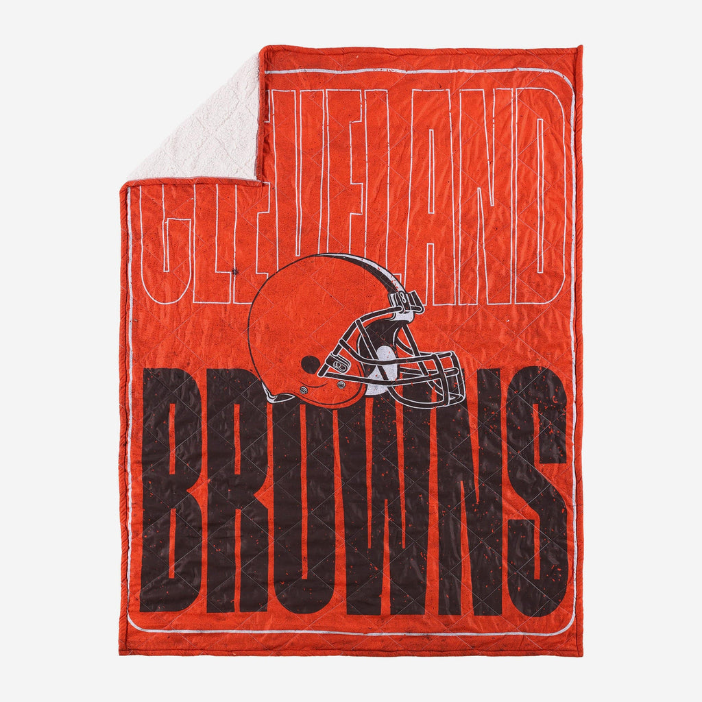 Cleveland Browns Big Game Sherpa Lined Throw Blanket FOCO - FOCO.com