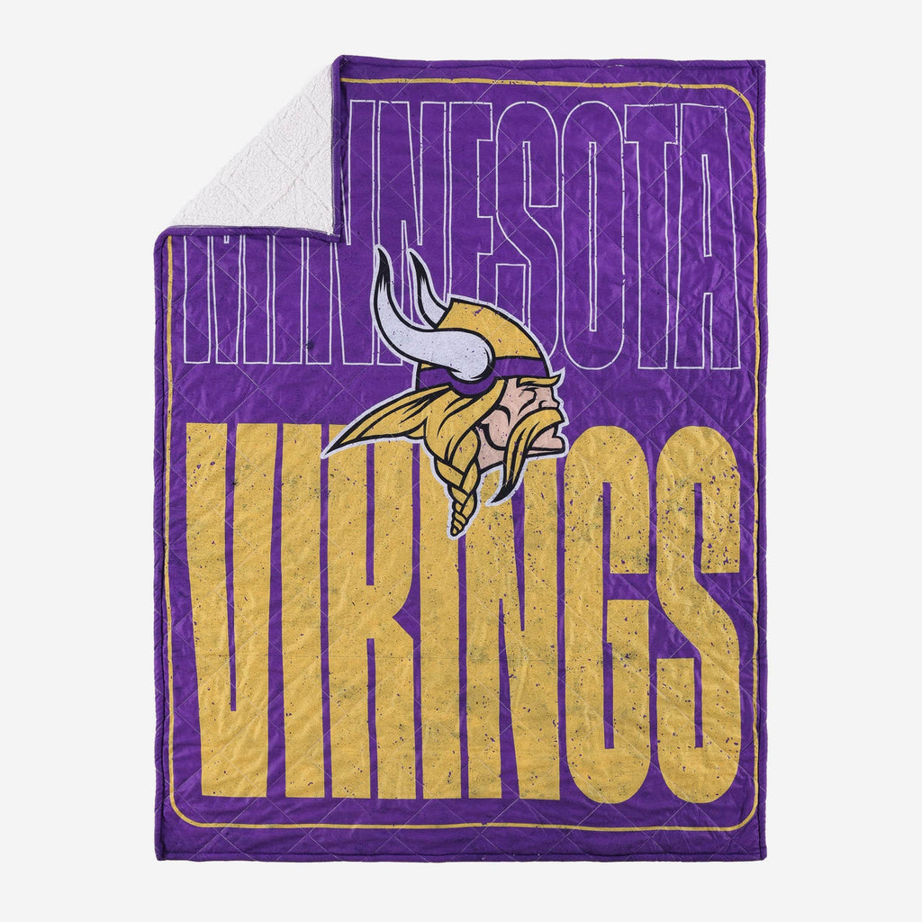 Minnesota Vikings Big Game Sherpa Lined Throw Blanket FOCO - FOCO.com