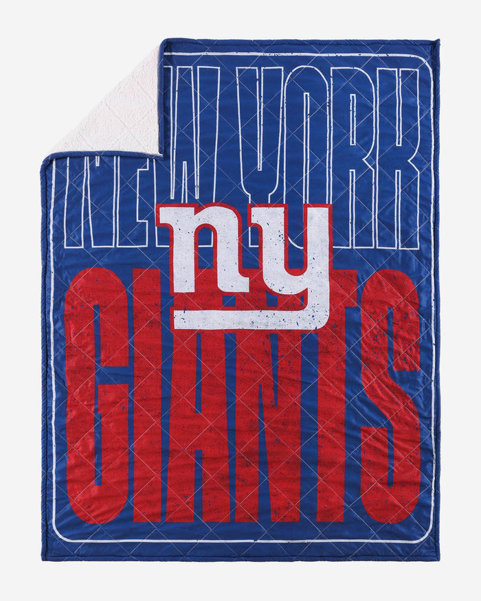 New York Giants Big Game Sherpa Lined Throw Blanket FOCO - FOCO.com