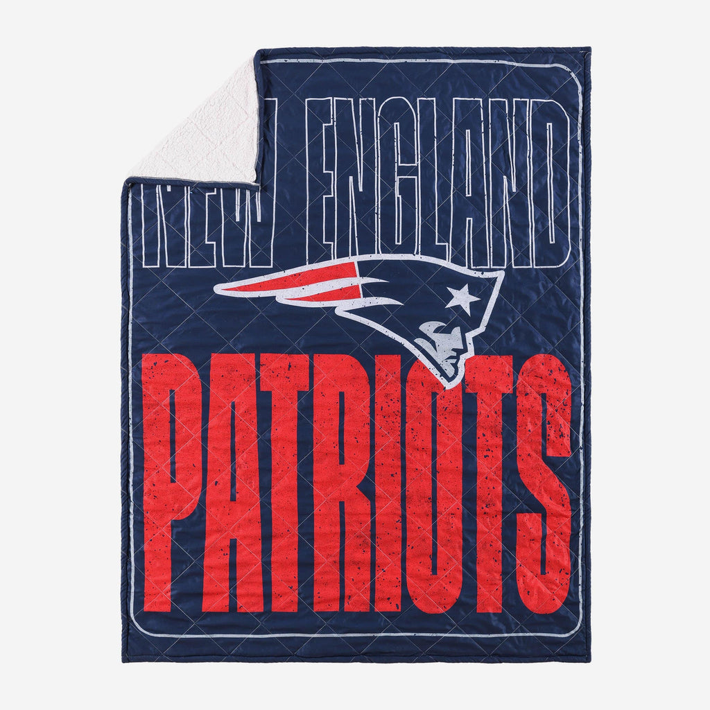 New England Patriots Big Game Sherpa Lined Throw Blanket FOCO - FOCO.com
