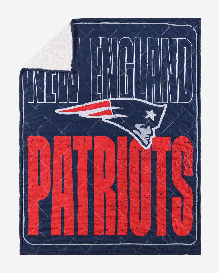 New England Patriots Big Game Sherpa Lined Throw Blanket FOCO - FOCO.com
