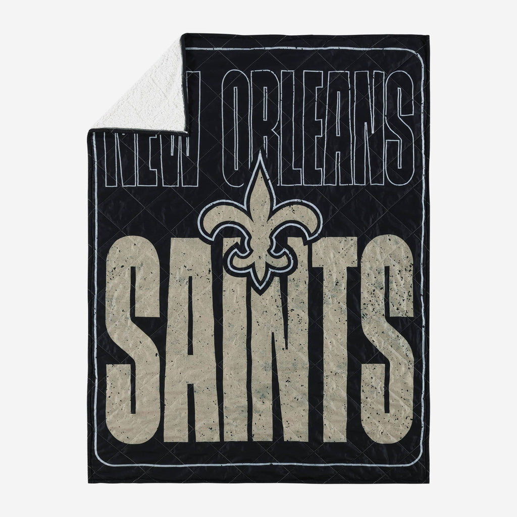 New Orleans Saints Big Game Sherpa Lined Throw Blanket FOCO - FOCO.com