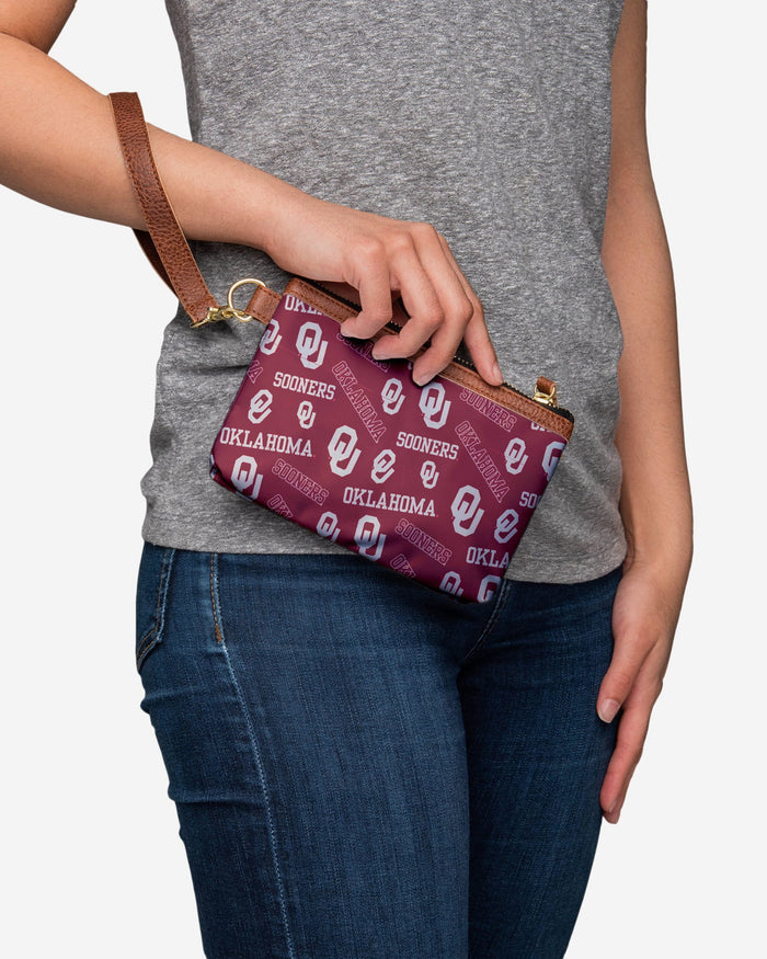 Oklahoma Sooners Printed Collection Repeat Logo Wristlet FOCO - FOCO.com